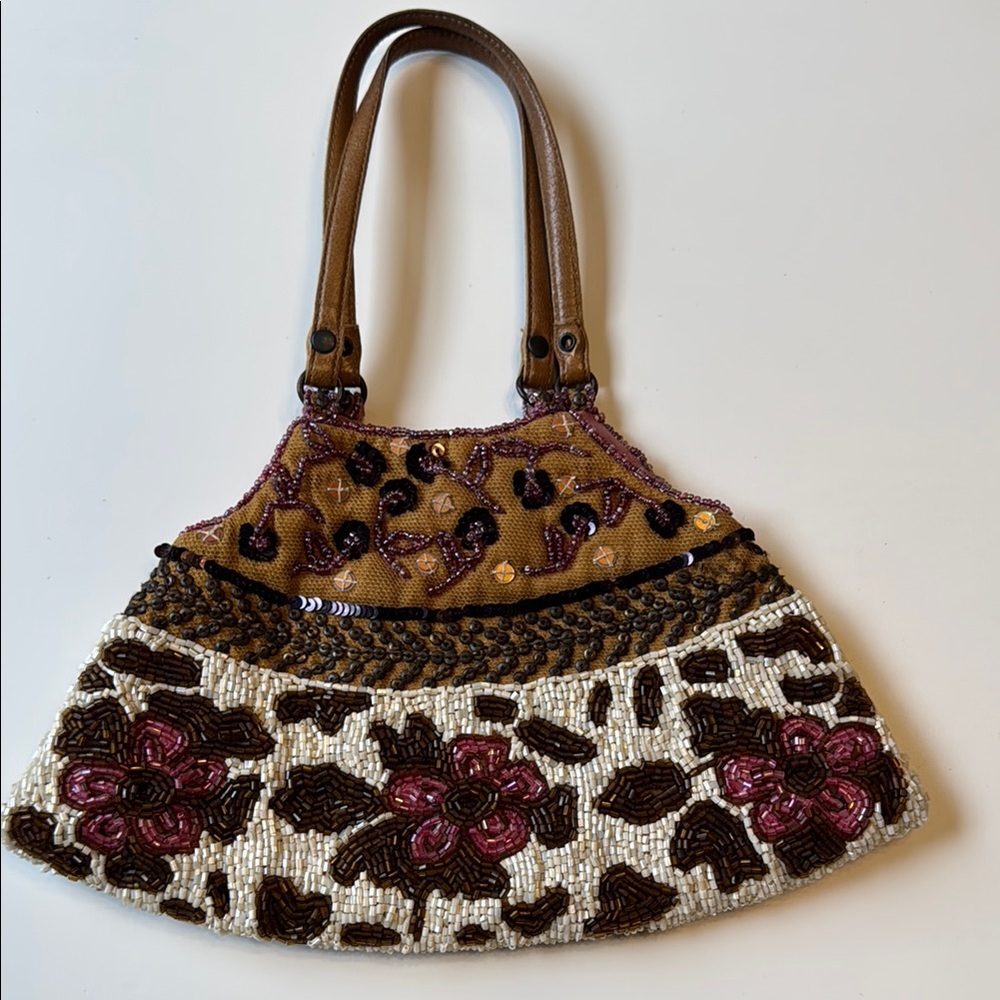 Jamin Puech Embroidered Floral Handbag - Brown and Cream